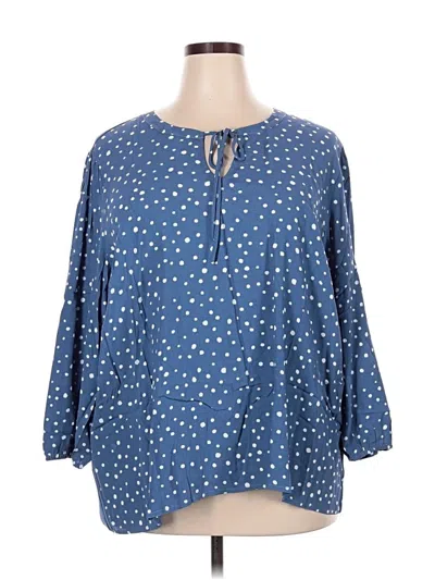 Pre-owned Collective Concepts 3/4 Sleeve Blouse In Blue