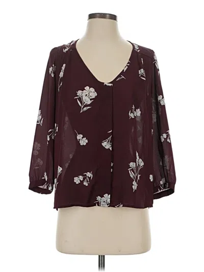 Pre-owned Collective Concepts 3/4 Sleeve Blouse In Burgundy