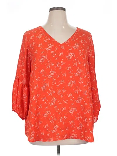 Pre-owned Collective Concepts 3/4 Sleeve Blouse In Orange