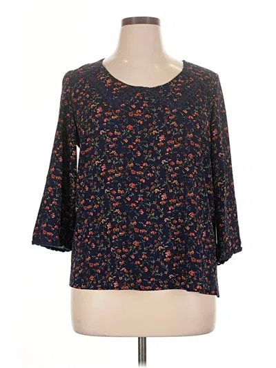 Pre-owned Collective Concepts 3/4 Sleeve Top Blue Scoop Neck Tops