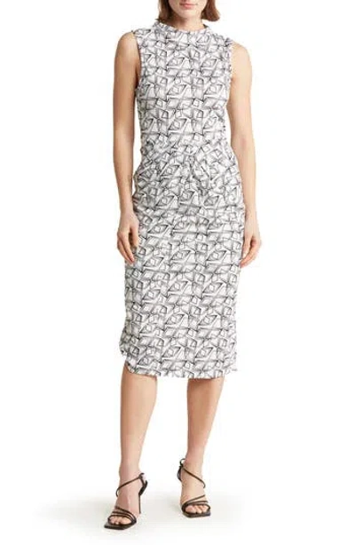 Collective Concepts Geo Print Sleeveless Dress In Gray