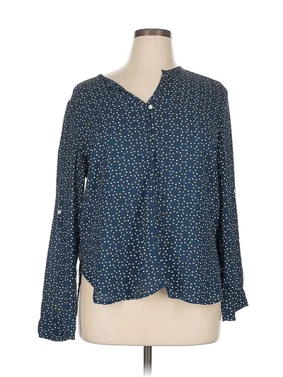 Pre-owned Collective Concepts Long Sleeve Blouse In Blue