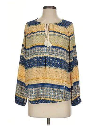Pre-owned Collective Concepts Long Sleeve Blouse In Blue