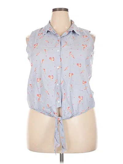 Pre-owned Collective Concepts Sleeveless Button Down Shirt In Blue