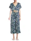 Collective Concepts Women's Floral Cut-out Cropped Jumpsuit In Navy Multicolor