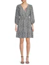 Collective Concepts Women's Puff Sleeve Cutout Mini Dress In Black Abstract
