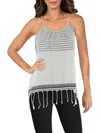 Collective Concepts Womens Cotton Striped Tunic Top In Grey