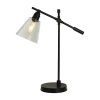 Collective Design By Stylecraft Black With Glass Shade Desk Lamp In Black