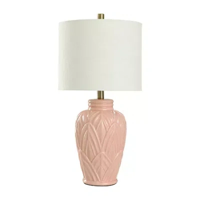 Collective Design By Stylecraft Terracotta Blush Ceramic Table Lamp In Pink