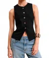Collective Linen Button Down Split Hem Vest In Black