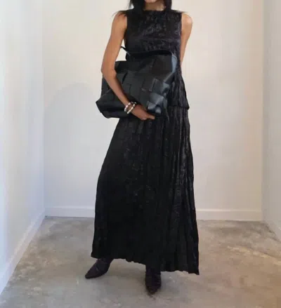 Collective Midi Pleated Crinkle Skirt In Black