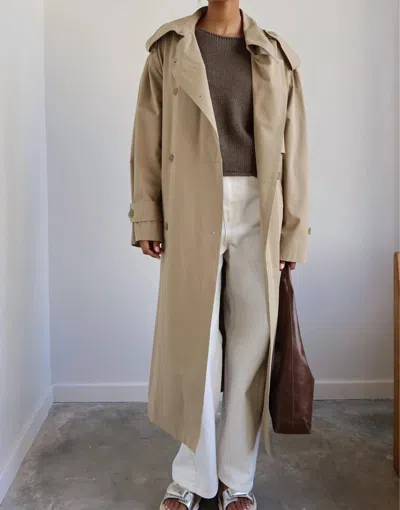 Collective Oversized Cotton Trench Coat In Khaki