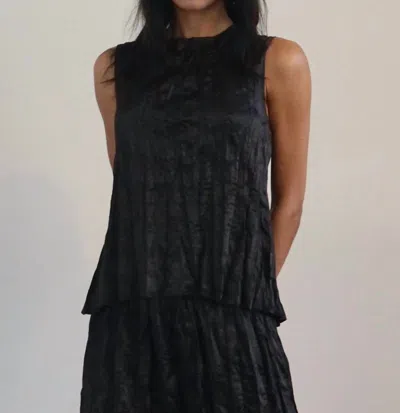 Collective Pleated Crinkle Tank Top In Black