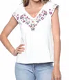 Collective Rack Embroidered Cap Sleeve Tie Back In White In White