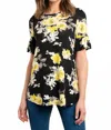 Collective Rack Floral Top With Ruffle Sleeves In Black In Black