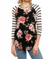 Collective Rack Floral With Stripe Sleeves In Black In Black