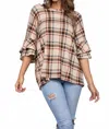 Collective Rack Layered Ruffle Plaid Top In Beige In Multi