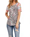 Collective Rack Leopard Stripe Cold Shoulder In Pink In Multi