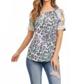 Collective Rack Leopard Stripe Cold Shoulder In Teal In Multi