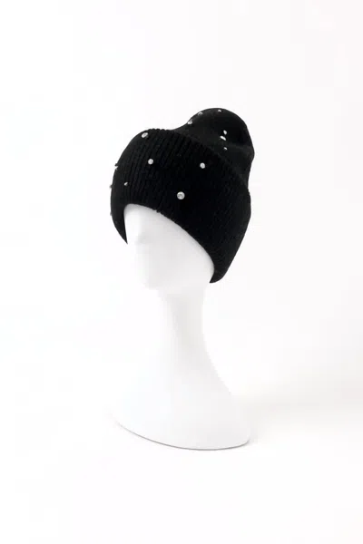 Collective Women's Crystal Embellished Angora Beanie Hat In Black
