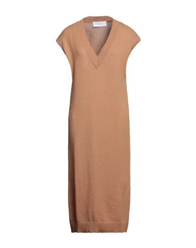 Collectors Club Woman Midi Dress Camel Size S Organic Cotton, Polyamide In Beige