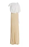 Colleen Allen Apron Wrap Cotton Blend Dress In Multi