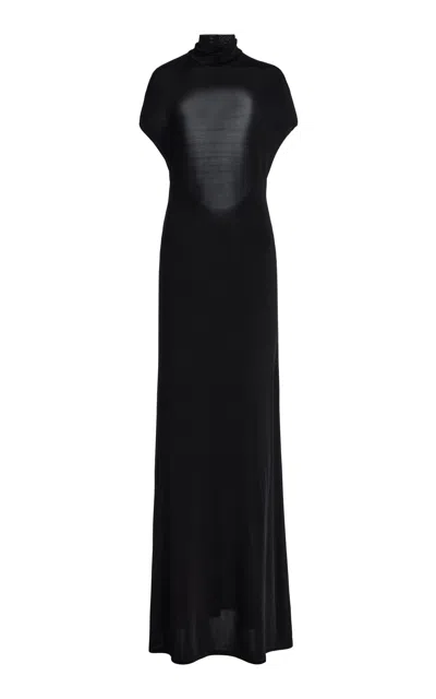 Colleen Allen Backless Seeveless Jersey Dress In Black