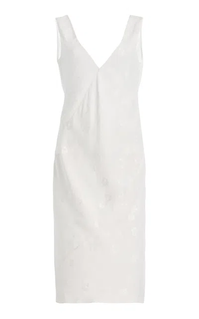 Colleen Allen Bias Floral Jacquard Dress In White