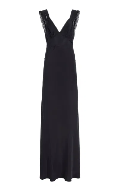 Colleen Allen Bias Silk Twill Dress In Black
