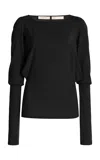 Colleen Allen Blouson Cotton  Top In Black
