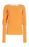 Colleen Allen Blouson Cotton  Top In Orange