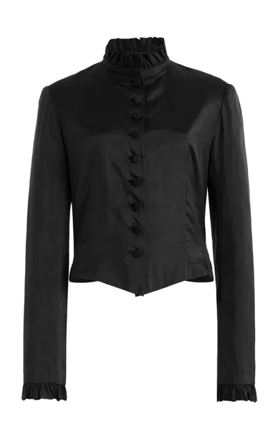 Colleen Allen Button Bodice Silk Taffeta Jacket In Black