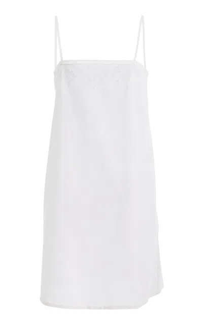 Colleen Allen Chemise Silk Cotton Voile Dress In White