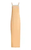 Colleen Allen Column Silk And Lace Dress In Orange