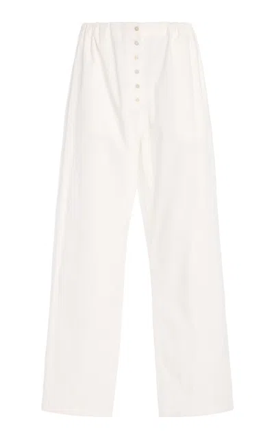 Colleen Allen Cotton Drawstring Pants In White