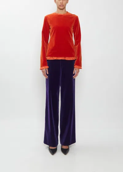 Colleen Allen Cotton Velvet Pant In Blue