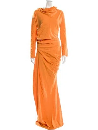 Pre-owned Colleen Allen Cowl Neck Long Dress W/ Tags In Orange