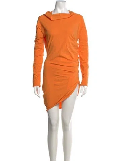 Pre-owned Colleen Allen Cowl Neck Mini Dress In Orange