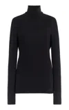 Colleen Allen Cutout Knit Turtleneck Top In Black