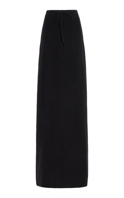 Colleen Allen Drawstring Jersey Cotton Skirt In Black