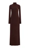 Colleen Allen Exclusive Keyhole Knit Turtleneck Maxi Dress In Brown
