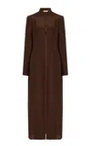 Colleen Allen Exclusive Long Silk Jacket In Brown
