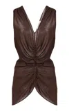 Colleen Allen Exclusive Silk-chiffon Top In Brown