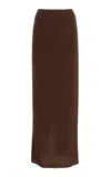 Colleen Allen Exclusive Silk Maxi Skirt In Brown