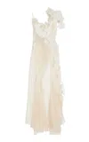 Colleen Allen Floral-embroidered Silk Gown In White