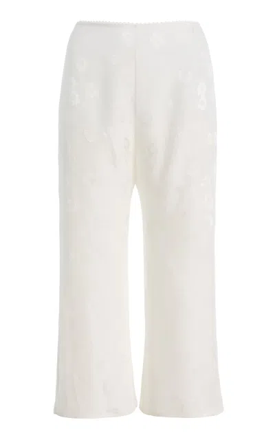 Colleen Allen Floral Jacquard Capri Pants In White