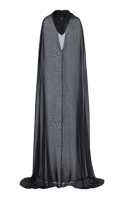 Colleen Allen Hooded Ritual Silk Dress In Black