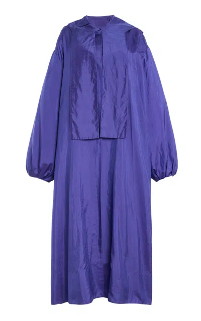 Colleen Allen Hooded Scarf Silk Taffeta Coat In Purple