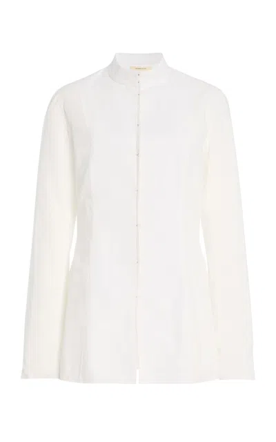 Colleen Allen Hook And Eye Cotton Voile Top In White