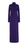 Colleen Allen Keyhole Turtleneck Jersey Dress In Purple